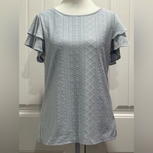 Adrianna Papell Light Blue Lace Blouse Size S